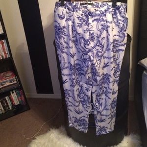 Blue & White Zara Porcelain Print Pants