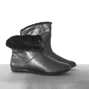 Black faux leather boots