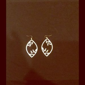 Silver floral leaf shaped earrings