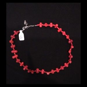 Real Coral necklace with delicate rose patten