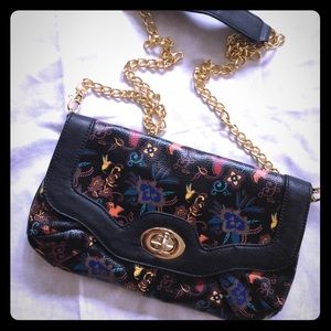 Cross body gold chain purse