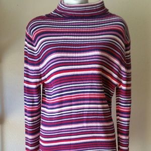 Purple, Pink, and White Strip Turtleneck Top