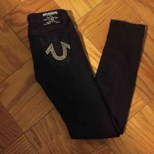 Black Becky Studded Logo True Religion Jeans!