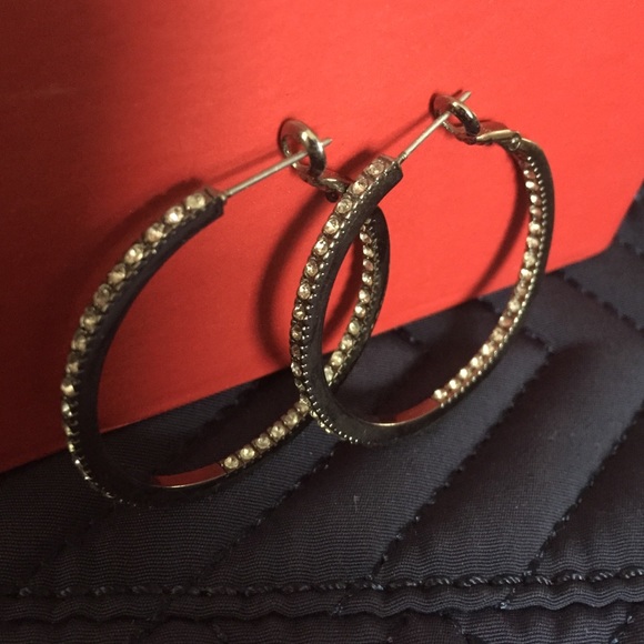 Lia Sophia hoops. hematite.