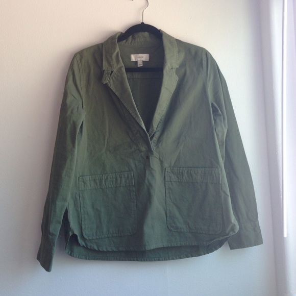 NWOT JCrew Olive Green Collared Pull Over