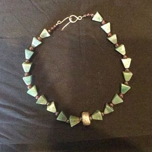 Green artistic statement necklace
