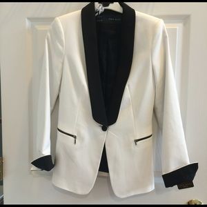 NWT Zara Basic white tuxedo jacket blazer XS