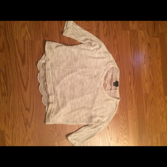 Cream white knitted mid length sweater