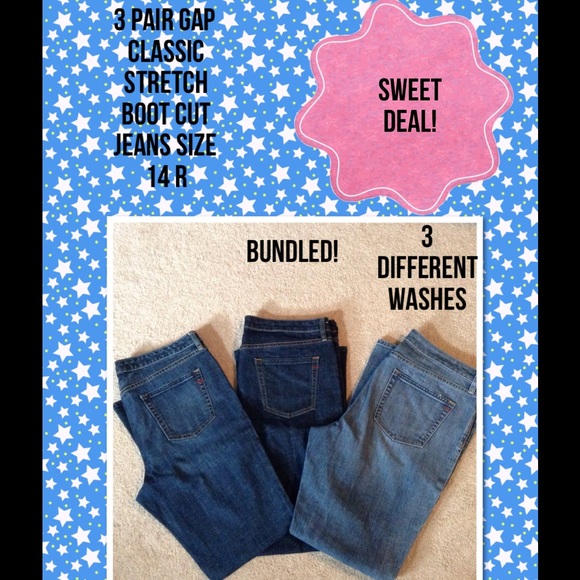 Gap classic stretch jeans.  Size 14R.  Bundle of 3