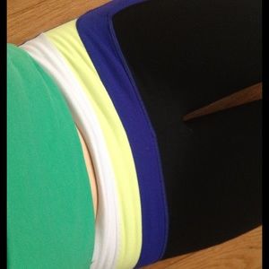 Black Lululemon Leggings, White/Blue/Green Detail