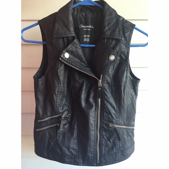 Aeropostale Outerwear - Faux Black Leather Vest