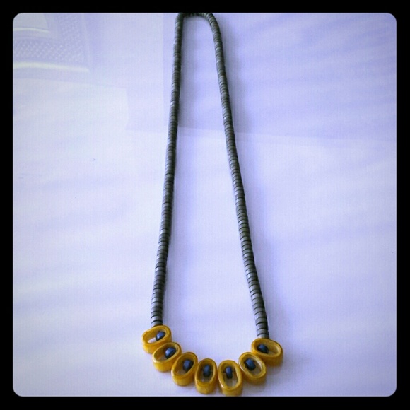 Yellow and gray accent necklace