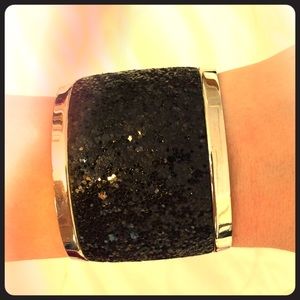 Glittery black cuff bracelet