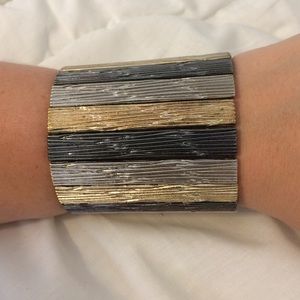 Mixed colored metals statement bracelet