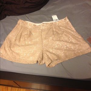 Beige Lace Shorts