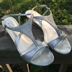 Silver Crystal Wedge Sandal