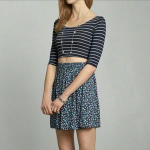 Abercrombie & Fitch Navy Striped Crop Tee