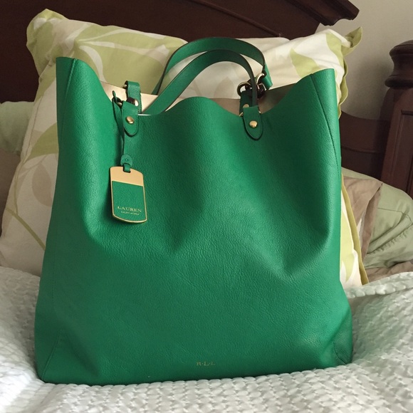 ralph lauren bag green leather