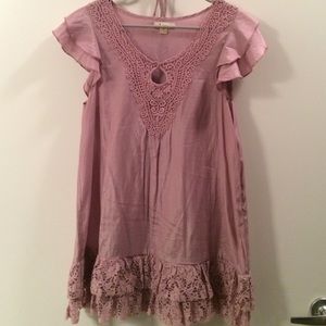 Shiny purple lace dress