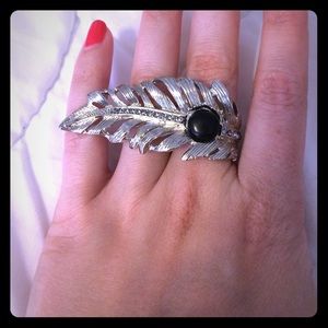 Silver feather ring