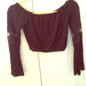 Lf crop top long sleeve black