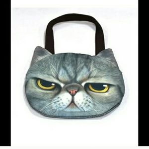 Gray cat face bag