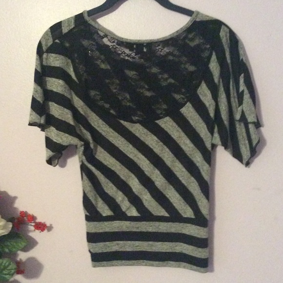 Gray and black striped blouse - Picture 2 of 2