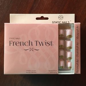 Nail Decal - Static Nails - Pink and Gold