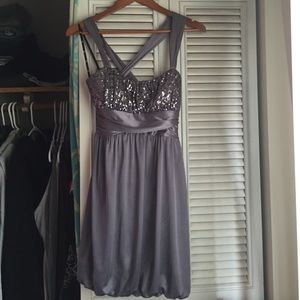 Gray Formal Dress w/ sequins and beads