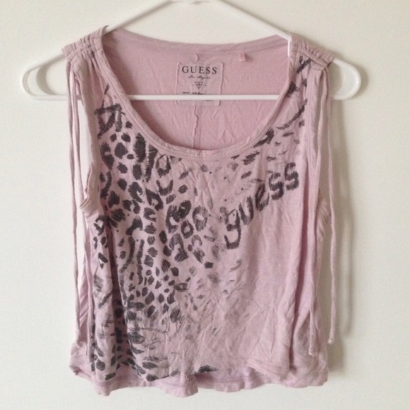 Guess high-low pink cheetah top - Picture 1 of 2