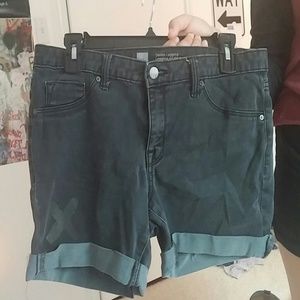 denim self-cut black shorts