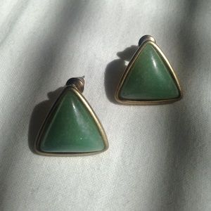 Green triangle earrings