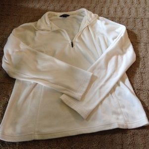White lands end fleece pullover size medium