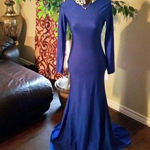 Midnight blue long sleeve gown