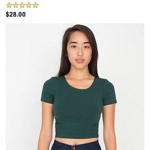 american apparel forest green crop tee LOWEST