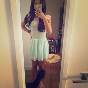 Mint green dress with pearl detail