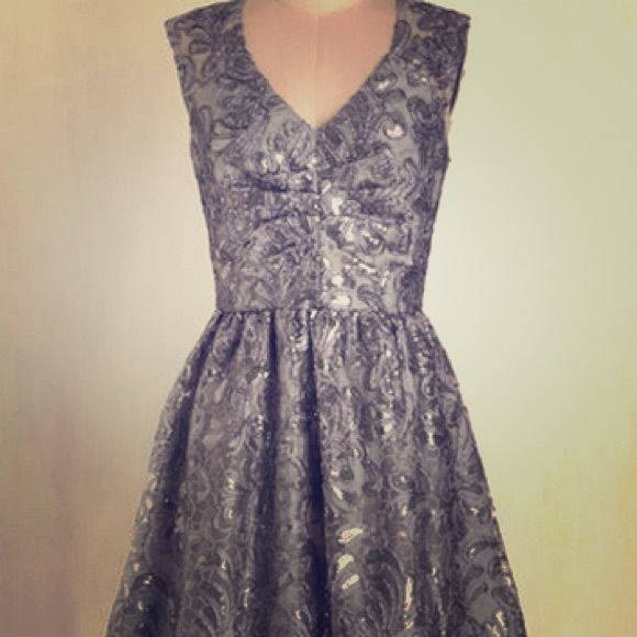 modcloth twinkling at twilight dress in grey