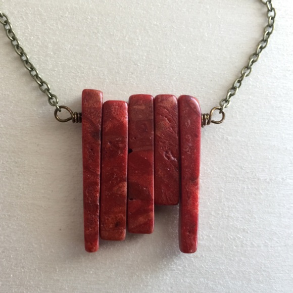 Coral Long Layering Necklace