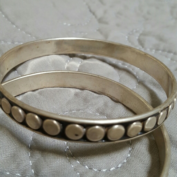 Silver Patterned stackable Bangles - Picture 2 of 3