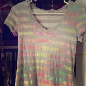 Nollie rainbow striped v-neck