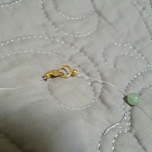 Jade Colored Drops Invisible Strand Necklace - Picture 2 of 3