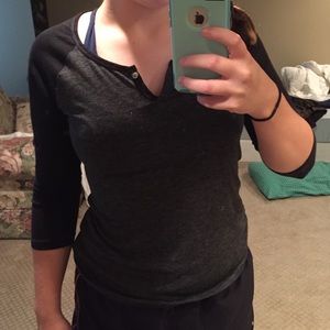 Black and gray baseball tee