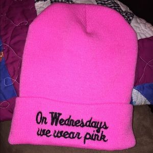 Pink beanie hat