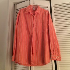 Men's orange striped button down