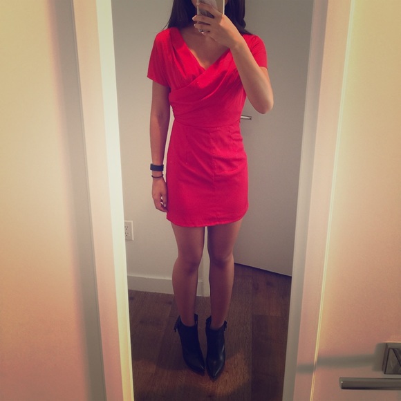 Red dress with cross front
