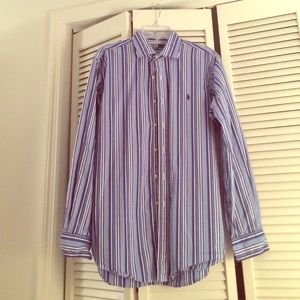 Men's Blue striped Polo button down