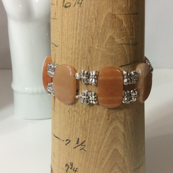 7" Carnelian and silver butterfly bracelet