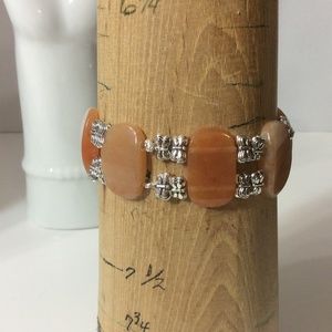7" Carnelian and silver butterfly bracelet