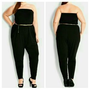 black boobtube jumpsuit