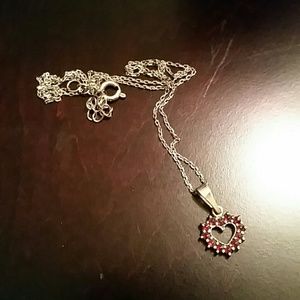 Handmade garnet heart necklace
